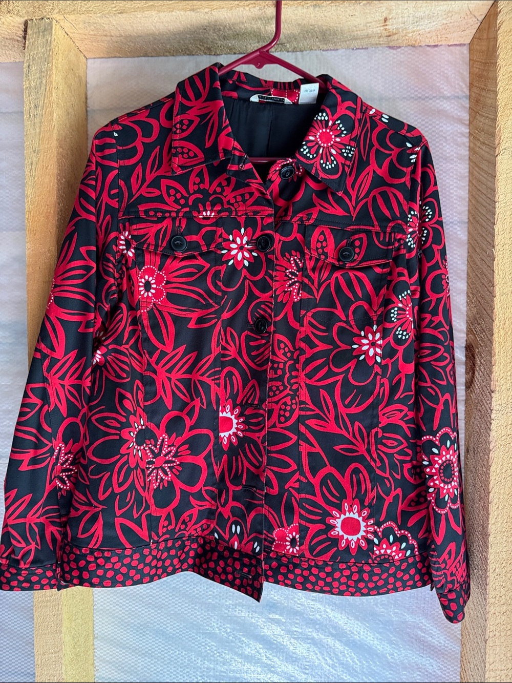 Laura Ashley Black Jacket with Red Floral Print